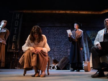 Sarah Ridgeway, Genevieve Gaunt, Lizzy McInnerny and Clive Brill in Ghosts of the Titanic. Photo: Piers Foley