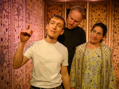 Sam Newton, Keith Dunphy and Giulia Innocenti in A Woman Walks into a Bank. Photo: David Monteith-Hodge