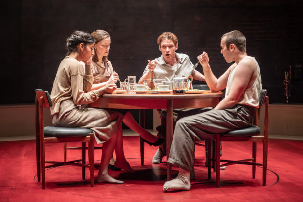 Ellora Torchia, Morfydd Clark, Billy Howle and Iwan Davies in Look Back in Anger. Photo: Marc Brenner