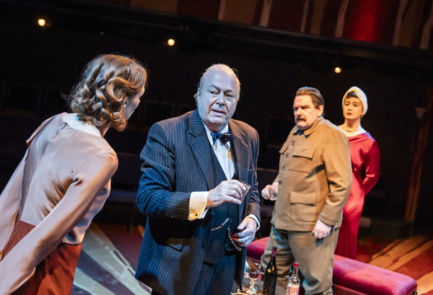 Jo Herbert, Roger Allam, Peter Forbes and Elisabeth Snegir in Churchill in Moscow. Photo: Tristram Kenton