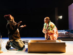 Wil Johnson, Coral Wylie and Omari Douglas in Lavender, Hyacinth, Violet, Yew. Photo: Helen Murray