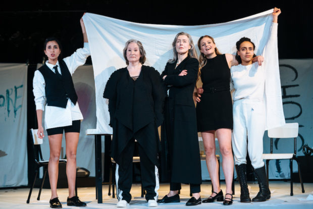 Anjli Mohindra, Deborah Findlay, Gina McKee, Romola Garai and Harmony Rose-Bremner in The Years. Photo: Helen Murray